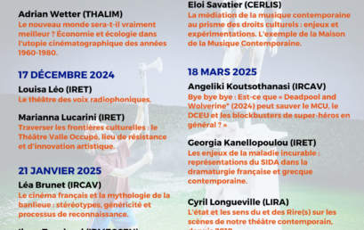 Séminaire des doctorant·e·s de l’ED 267 Arts et Médias 2024-2025 Séminaire des doctorant·e·s de l’ED 267 Arts et Médias 2024-2025