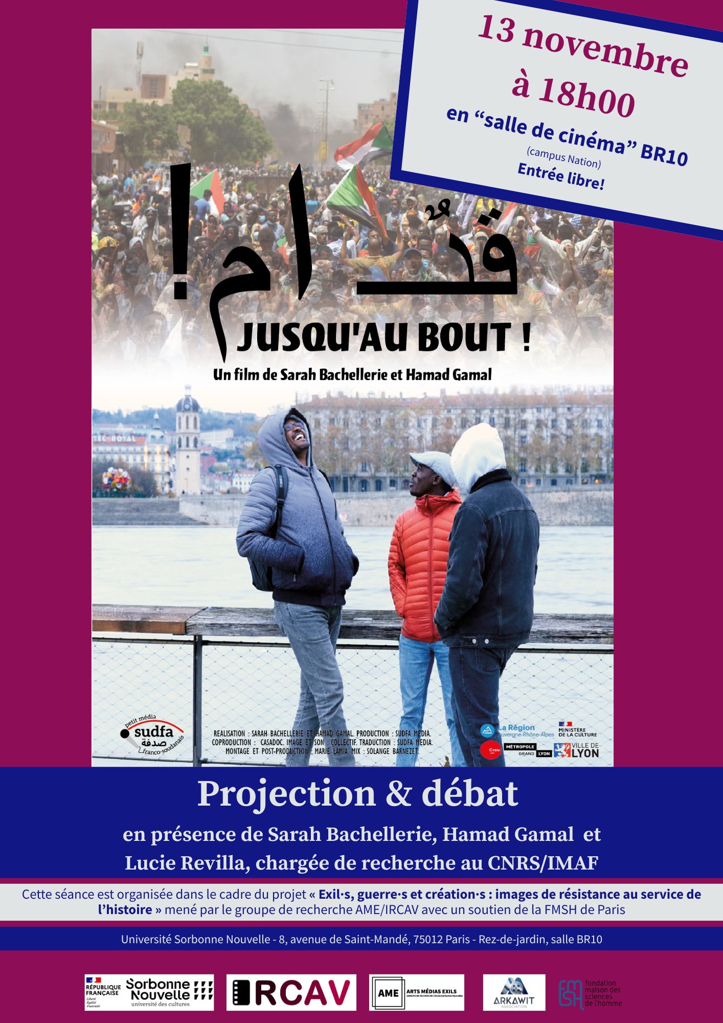 13 novembre à 18h00 en salle BR10 (campus Nation) projection 13 novembre à 18h00 en salle BR10 (campus Nation) projection